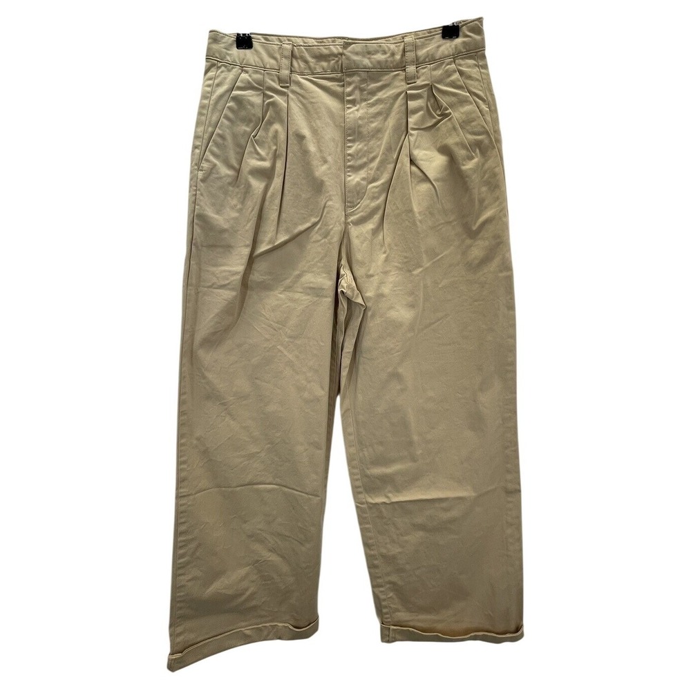 NWT Gap High Rise Pleated Wide Leg Khaki Chino Pants Workwear School Size 6
